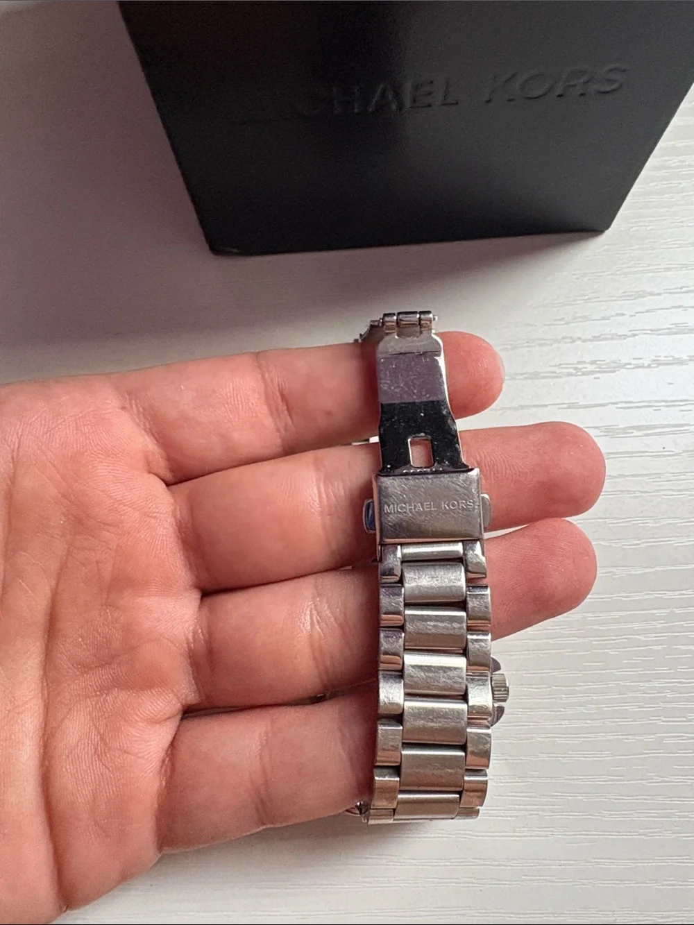 Michael Kors Silver-Tone Crystal Accent Bracelet Watch